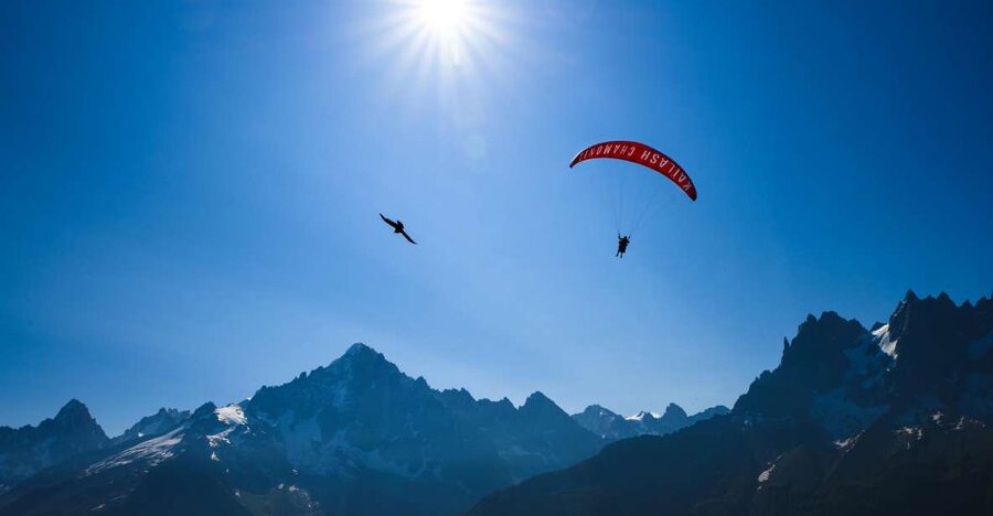 Chamonix: Tandem Paragliding Flight with Mont-Blanc Views - From harness to the high launch point over Chamonix