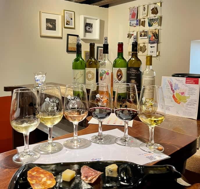 Guided Bordeaux Wine Tasting Class with 6 Wines and pairings - Your Wine Lineup: Mystery Wine, Left versus Right Bank, and a Sweet Finish