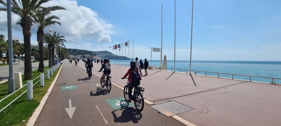Nice: Panoramic French Riviera E-Bike Tour - Getting comfortable fast: helmets, the first mode, and the coastal cycle lane
