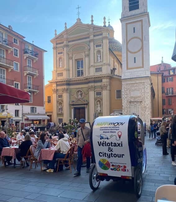 Nice: private guided Tour by electric taxi bike - Musicians’ Quarter, Saint-Nicolas Cathedral, and Masséna Museum in One Arc