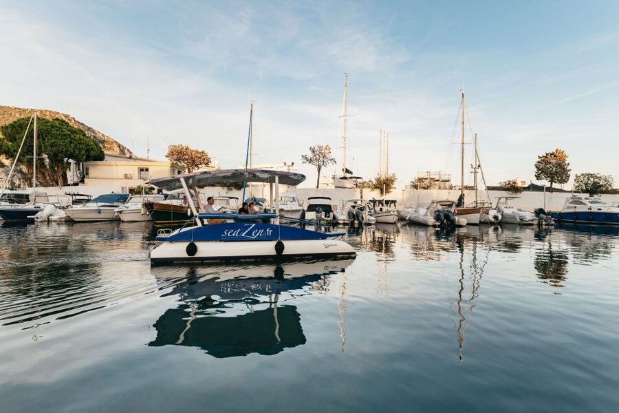 Nice: Private Sunset Tour on Solar Powered Boat - La Reserve and Royal Riviera Hotels From the Water, When the Light Turns Fancy