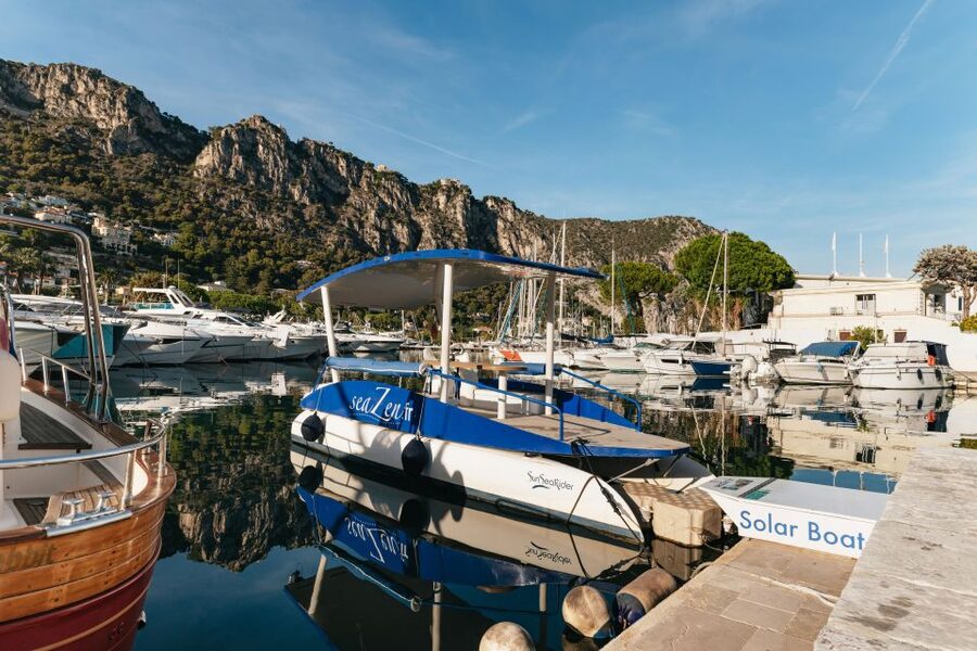 Nice: Private Sunset Tour on Solar Powered Boat - Meeting at Beaulieu-sur-Mer Marina, Shoes-Off Cork Deck Tip