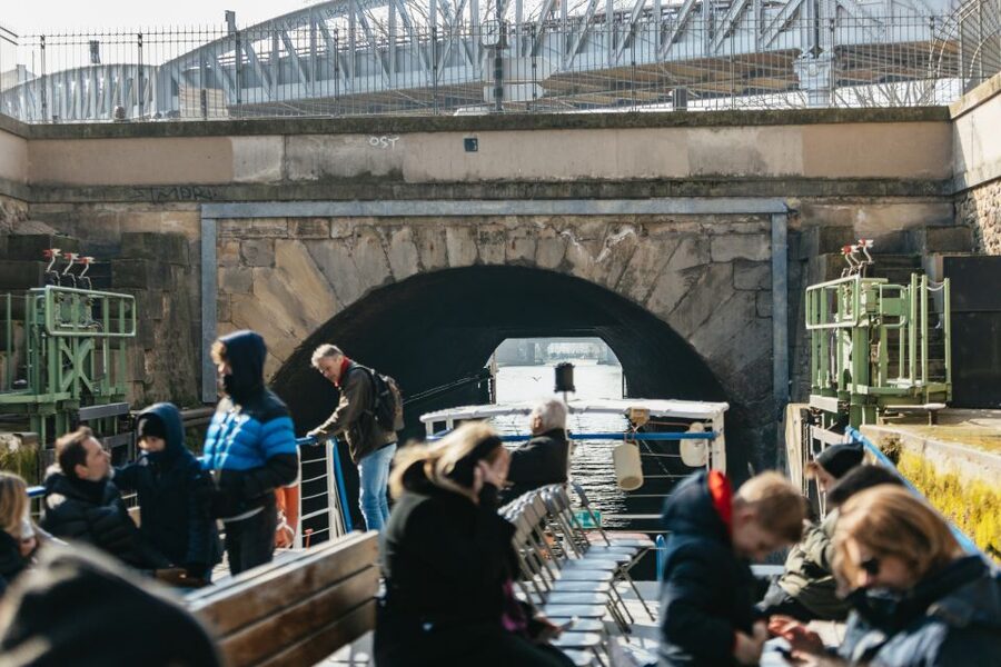 Paris: Cruise on the Saint-Martin Canal and Seine River - Arsenal Port to Place de la Bastille: you surface into the famous part of town