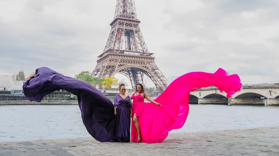 Paris: Eiffel Tower Flying-Dress Photoshoot jonadress - Price and Value: $330 Per Group Up to Two