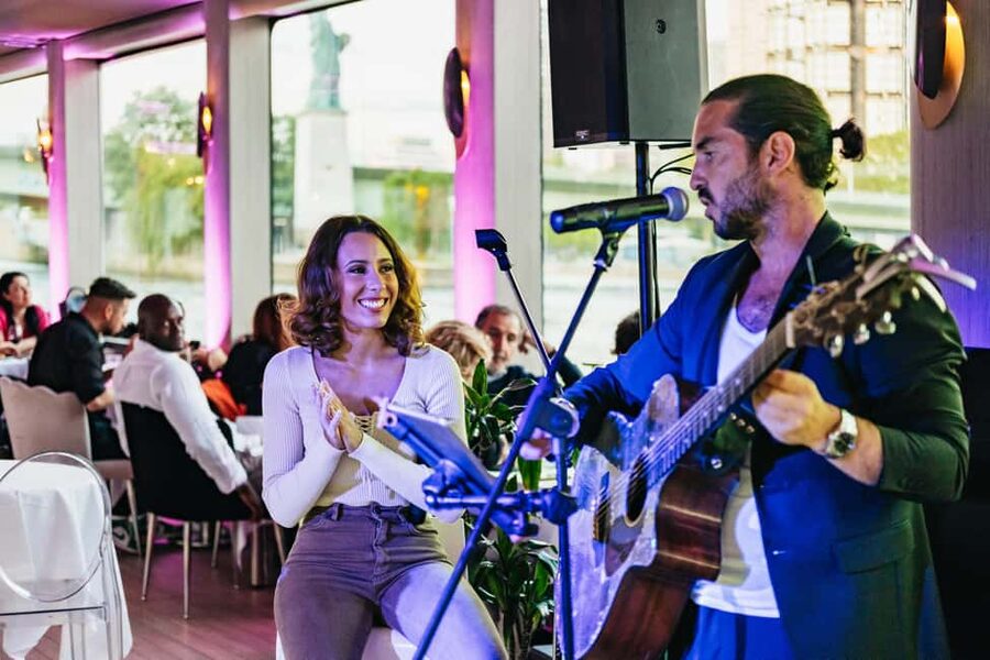 Paris: Gourmet Dinner Cruise on Seine River with Live Music - Eiffel Tower timing from the large upper deck