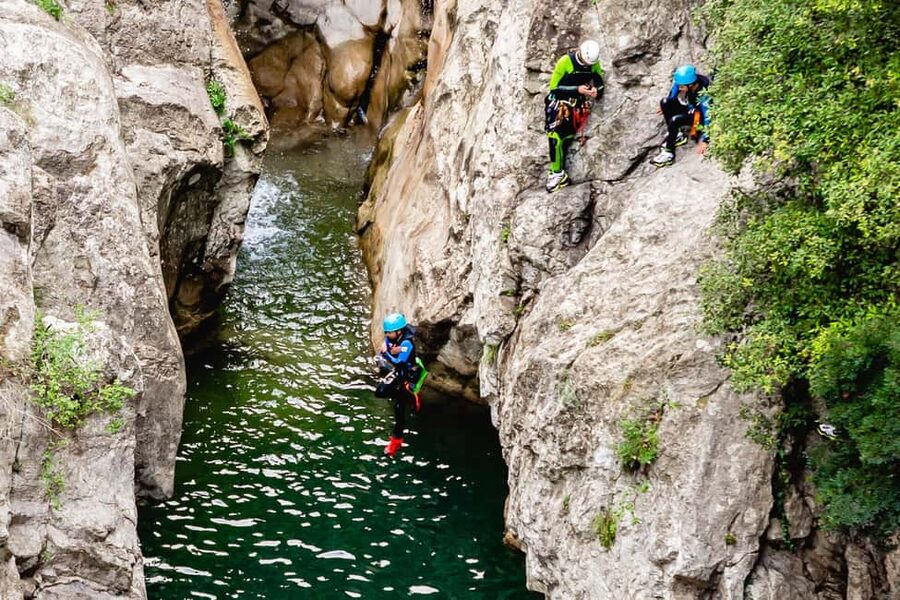 Saint Paul de Fenouillet: Galamus Gorge Canyoning Adventure - Slides, natural pools, and those big rock walls